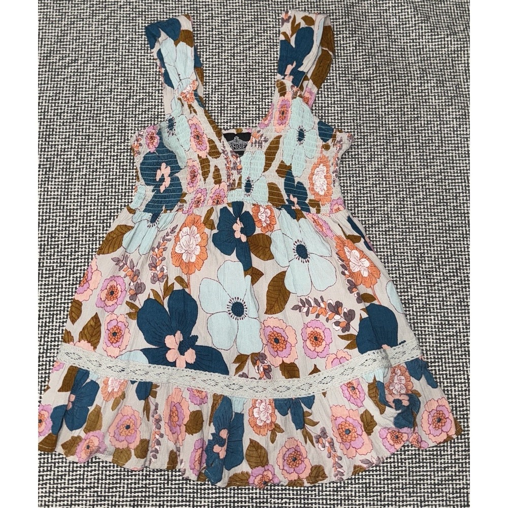 Women's Angie Beachy Bohemian Floral Long Flowing V Neck Tank Top - Size Medium